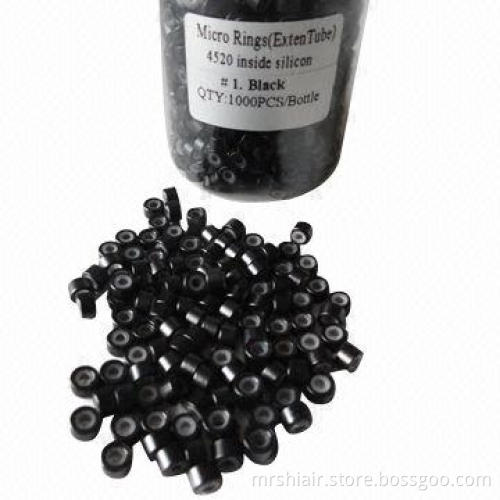 Silicone Micro Rings, Black, 4.5 * 2.0 * 2.5mm, 1,000pcs per Bottle